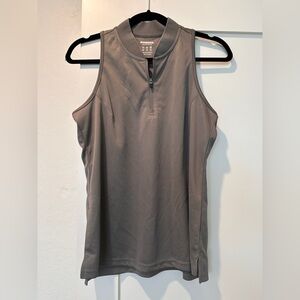 Gray Sleeveless Women's Sports Top with Zipper front Detail